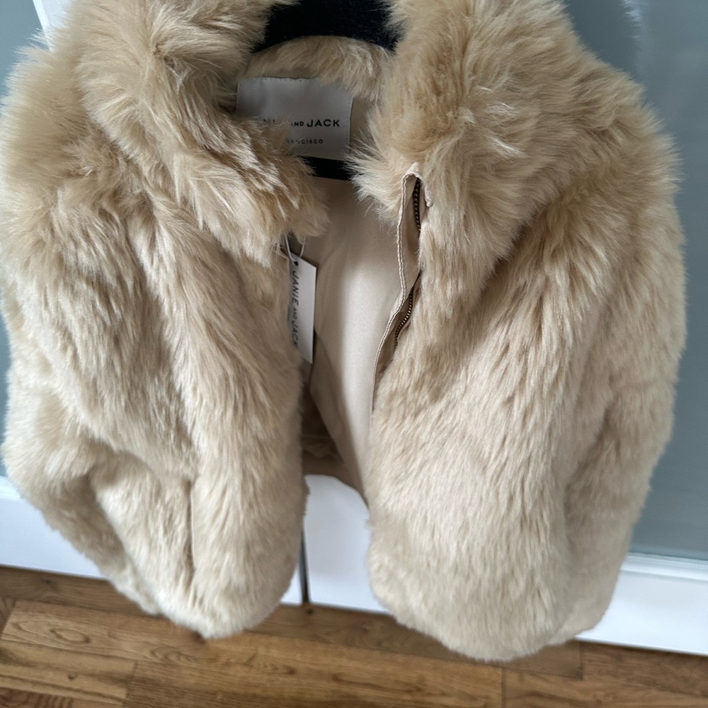 Janie and Jack Beige fur coat bomber